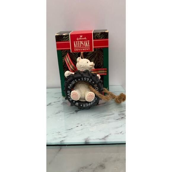 Vintage 1992 Hallmark Keepsake Tread Bear Ornament With Box - Picture 2 of 4